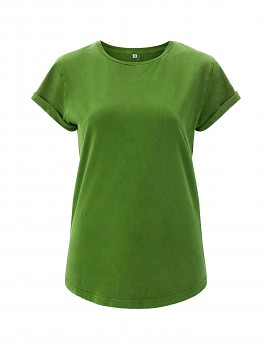 Dámské tričko s krátkým zahnutým rukávem ze 100% biobavlny - světle zelená