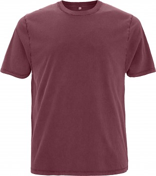 Pánské/unisex oversized tričko s krátkými rukávy ze 100% biobavlny - fialová stone wash burgundy