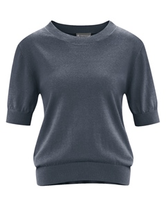 FEMI dámský svetr s krátkými rukávy z konopí a biobavlny - tmavě šedá dark