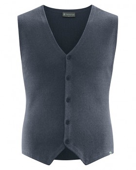 KNITT pánská pletená vesta z konopí a biobavlny - tmavě šedá dark