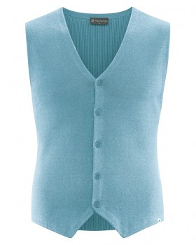 KNITT pánská pletená vesta z konopí a biobavlny - modrá wave