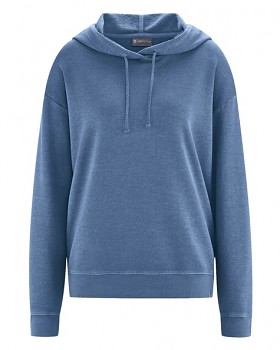 HOODIE Dámská mikina s kapucí z konopí a biobavlny - modrá blueberry