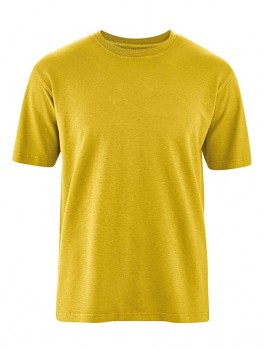 OTTFRIED pánské tričko s krátkým rukávem z biobavlny a konopí - žlutá curry