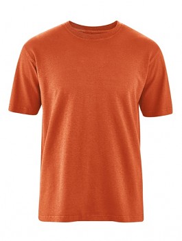 OTTFRIED pánské tričko s krátkým rukávem z biobavlny a konopí - oranžová fox