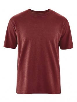OTTFRIED pánské tričko s krátkým rukávem z biobavlny a konopí - červenohnědá chestnut