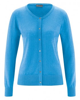 PERLMUT dámský pletený svetr z konopí a biobavlny - modrá topaz