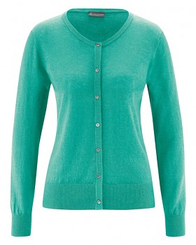 PERLMUT dámský pletený svetr z konopí a biobavlny - modrozelená emerald