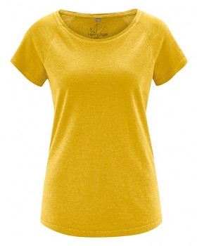 ROLT dámské raglánové tričko z konopí a biobavlny - žlutá curry