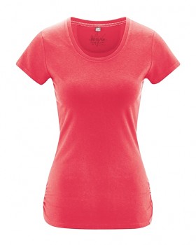 ELLA dámské tričko s krátkými rukávy z konopí a biobavlny - červená tomato