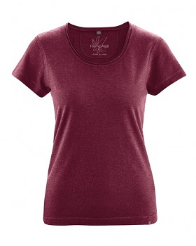 BREEZY dámské triko s krátkým rukávem z konopí a biobavlny - červená rioja