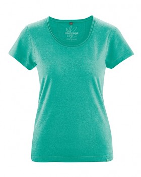 BREEZY dámské triko s krátkým rukávem z konopí a biobavlny - modrozelená emerald