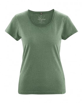 BREEZY dámské triko s krátkým rukávem z konopí a biobavlny - zelená herb