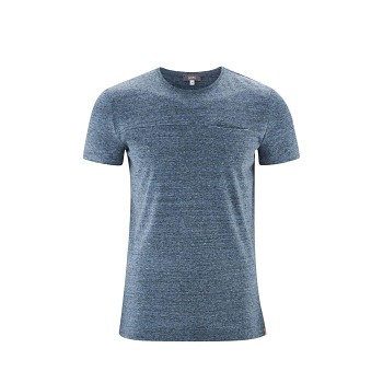 KENNETH Pánské tričko s krátkými rukávy z biobavlny a lnu - modrá mid