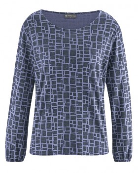 PRINT dámské triko s dlouhými rukávy z konopí a biobavlny - fialová lavender