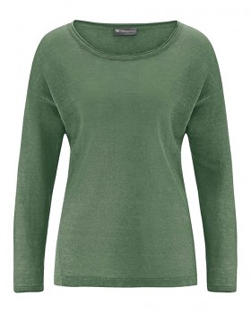 SARA dámské triko s dlouhým rukávem ze 100% konopí - zelená herb
