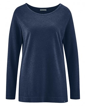 LISA dámské triko s dlouhými rukávy z konopí a biobavlny - tmavě modrá navy