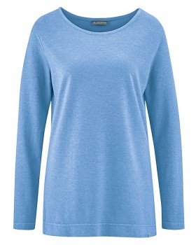 LISA dámské triko s dlouhými rukávy z konopí a biobavlny - světle modrá heaven