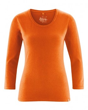MIA dámské triko se 7/8 rukávy z biobavlny a konopí - oranžová pumpkin