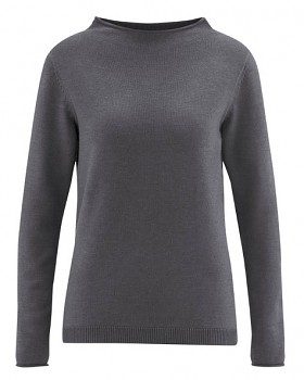 WOOL CUP pletený dámský vlněný pulovr - tmavě šedá antracit