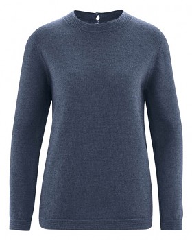 ELISE dámský pulovr z vlny, biobavlny a konopí - tmavě modrá wintersky