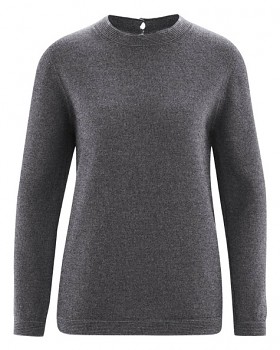 ELISE dámský pulovr z vlny, biobavlny a konopí - šedá antracit