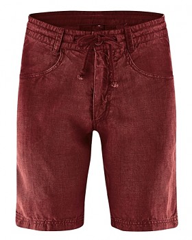 MANELLO unisex šortky ze 100% konopí - červená chestnut