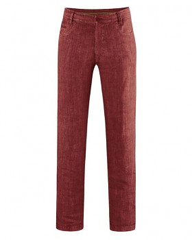 METRO unisex kalhoty ze 100% konopí - červená chestnut