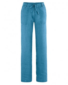 SUMMER dámské kalhoty ze 100% konopí - modrá atlantic