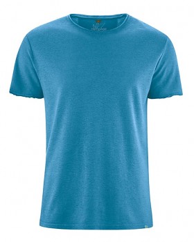 HENRYK pánské tričko s krátkým rukávem z konopí a biobavlny - modrá atlantic