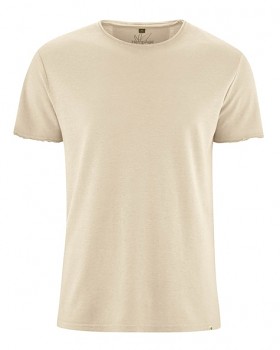 HENRYK pánské tričko s krátkým rukávem z konopí a biobavlny - béžová gobi