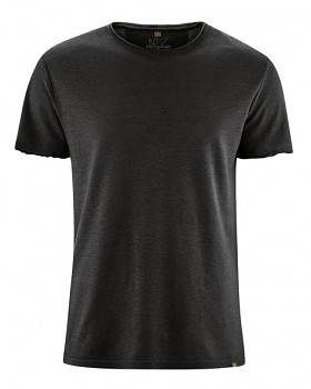 HENRYK pánské tričko s krátkým rukávem z konopí a biobavlny - černá