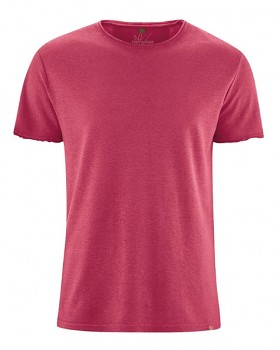HENRYK pánské tričko s krátkým rukávem z konopí a biobavlny - červená sangria