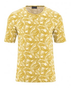 PALM pánské tričko s krátkým rukávem z konopí a biobavlny - žlutá curry