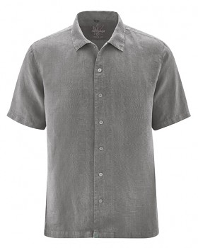 PATRICK pánská košile s 1/2 rukávy ze 100% konopí - šedohnědá taupe