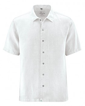 PATRICK pánská košile s 1/2 rukávy ze 100% konopí - bílá