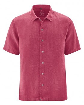 PATRICK pánská košile s 1/2 rukávy ze 100% konopí - červená sangria