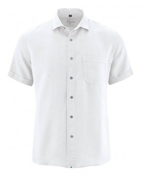 SIMON pánská košile s krátkými rukávy ze 100% konopí - bílá