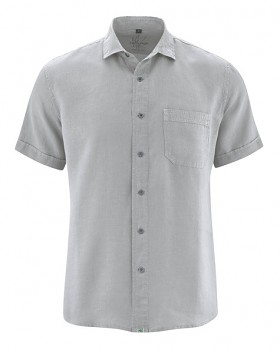 SIMON pánská košile s krátkými rukávy ze 100% konopí - šedá quartz