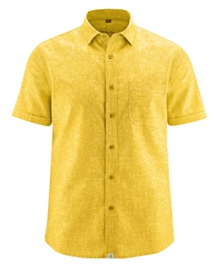 BRUST pánská košile s krátkým rukávem z biobavlny a konopí - žlutá curry