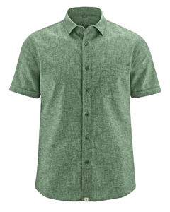 BRUST pánská košile s krátkým rukávem z biobavlny a konopí - zelená herb