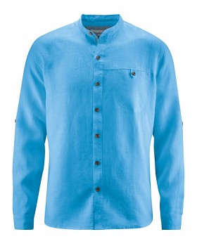 NOAH pánská košile ze 100% konopí - modrá topaz