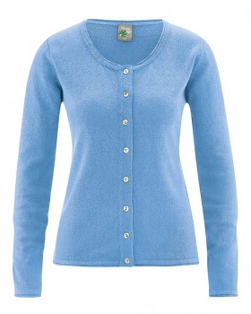 LOLA dámský pletený svetr z konopí a biobavlny - modrá heaven