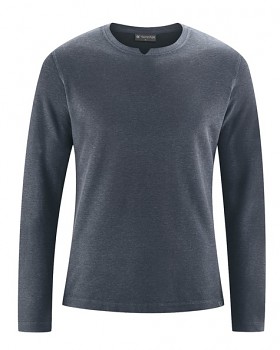 RAYMOND pánské tričko s dlouhými rukávy z konopí a biobavlny - tmavě šedá dark