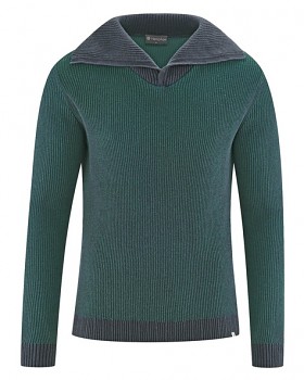 BRANDON pánský svetr (troyer) z konopí a biobavlny - zelená dark spruce