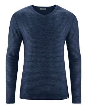 CARTER pánský pulovr z vlny, biobavlny a konopí - tmavě modrá navy