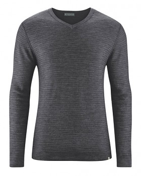 CARTER pánský pulovr z vlny, biobavlny a konopí - tmavě šedá antracit