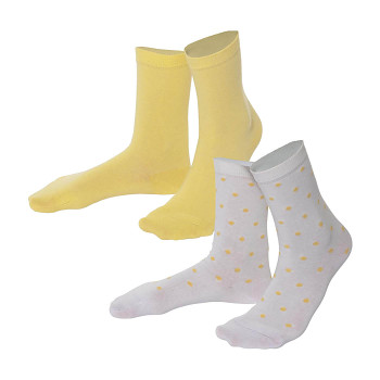 BETTINA dámské ponožky z biobavlny - žlutá butter/přírodní (2 páry)