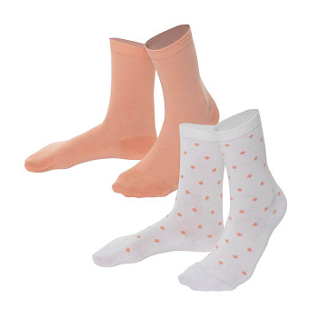 BETTINA dámské ponožky z biobavlny - růžová strawberry /přírodní (2 páry)