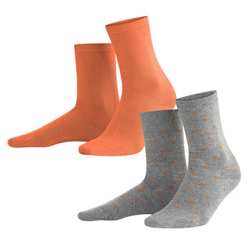 BETTINA dámské ponožky z biobavlny - oranžová cinnamon /šedá (2 páry)