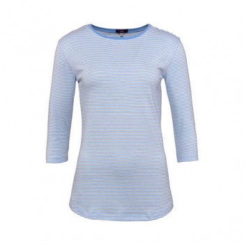 KRISTIN dámský pyžamový top s 3/4 rukávy ze 100% biobavlny - bílá/ modrá forget-me-not